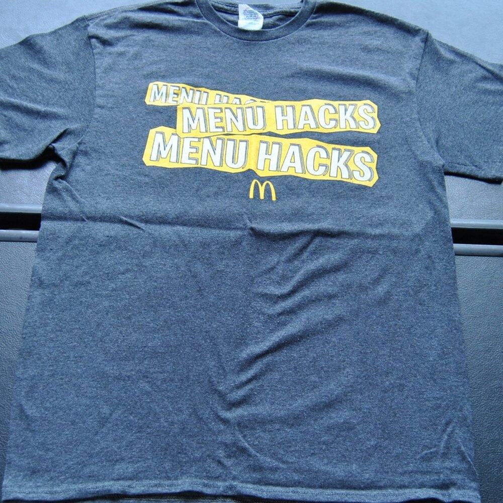 McDonald's Menu Hack Delta Pro Gray Short Sleeve Crew Shirt Medium
